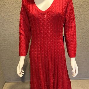 Jessica Howard Vibrant Red Long Sleeve Dress